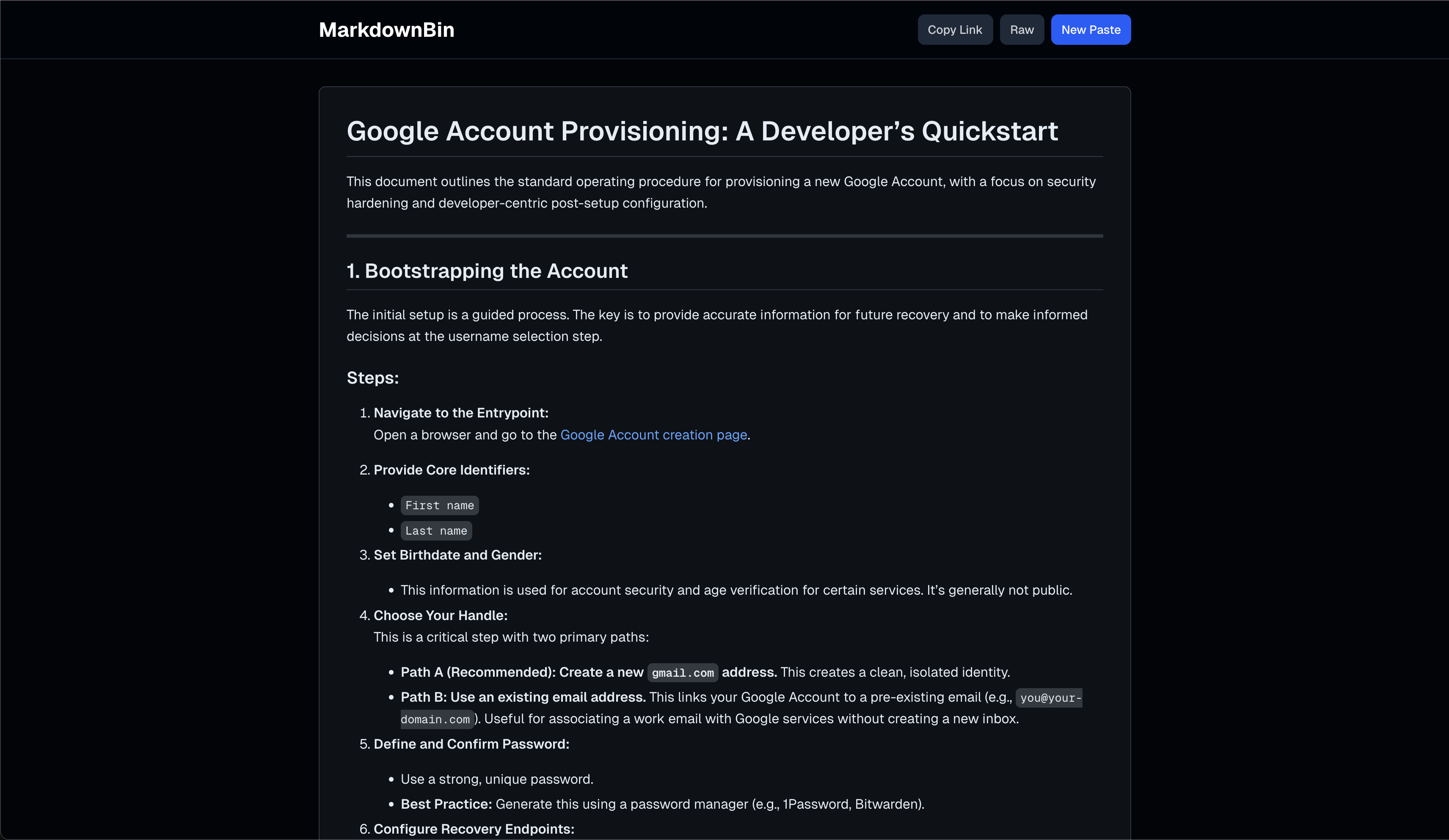 Example paste showing syntax-highlighted code