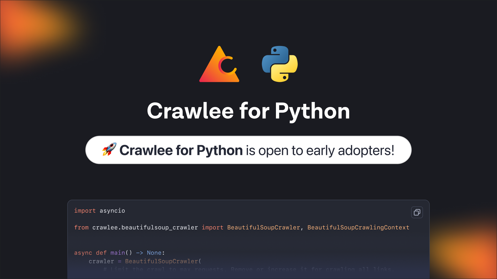 Crawlee Python is looking for early adopters