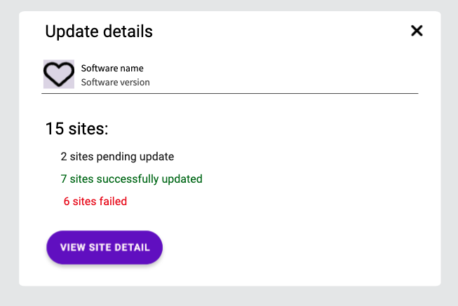 A small modal with an overview and a button to get more detail