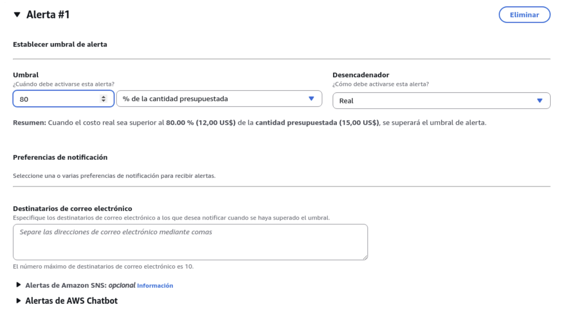 AWS 預算和警報