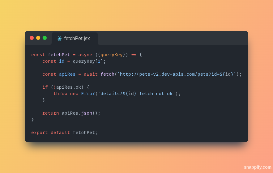 fetchPet.jsx file that makes a request to an API