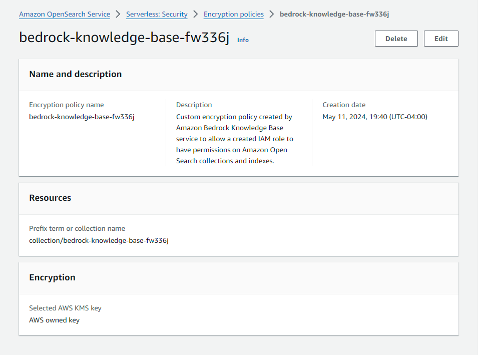The OpenSearch Serverless encryption policy