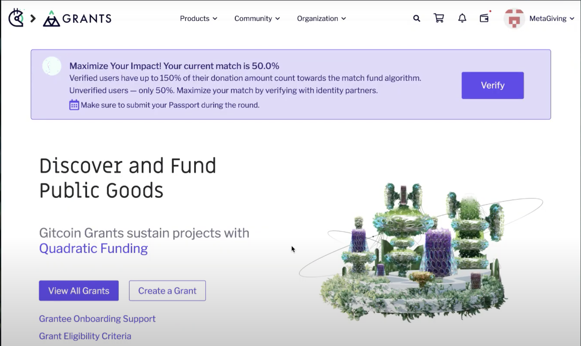 Image of the Gitcoin Grants page
