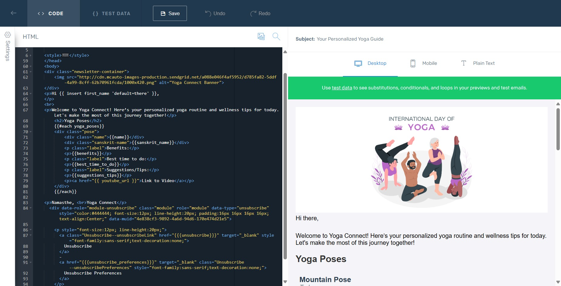 Sendgrid Dynamic Template