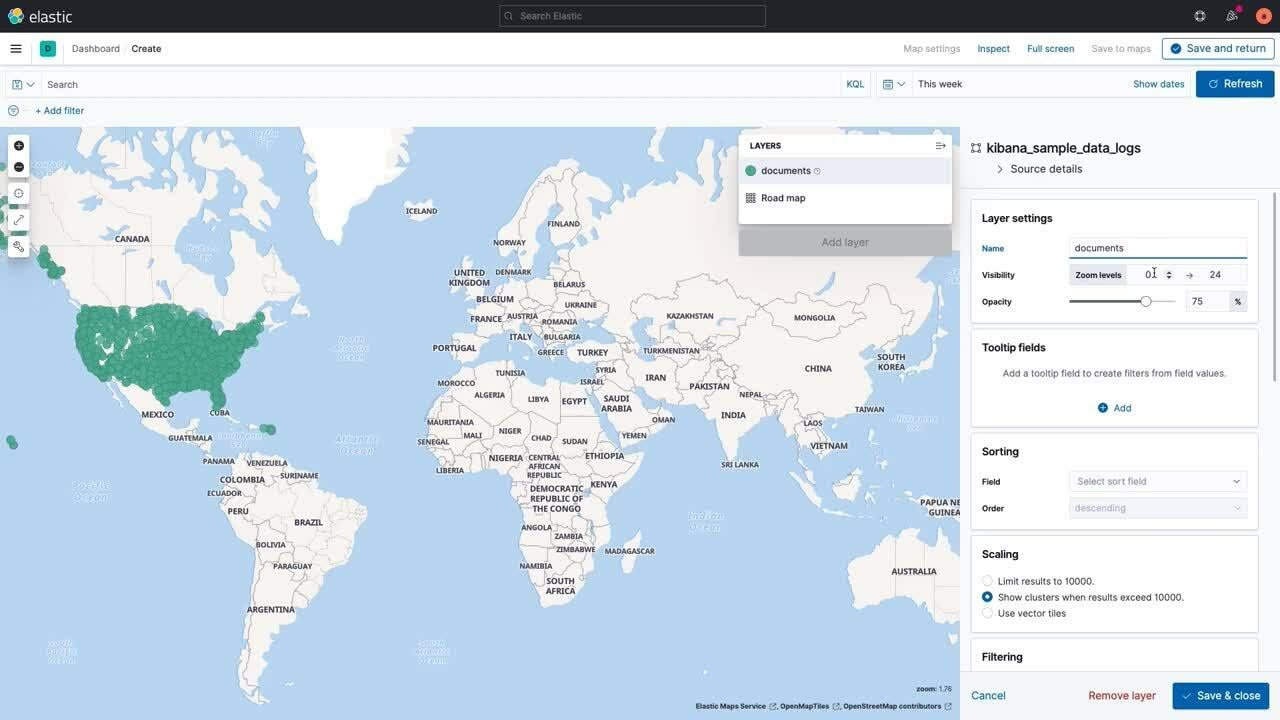Example of Kibana Maps