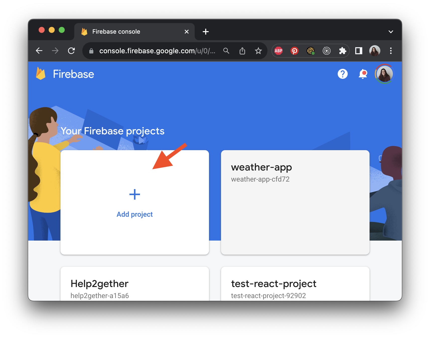 add new project on firebase