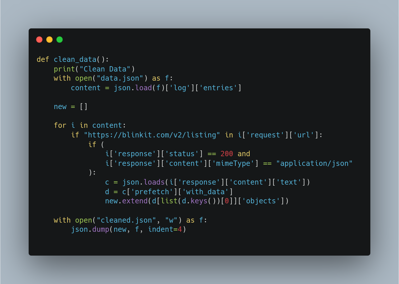 Clean Data function