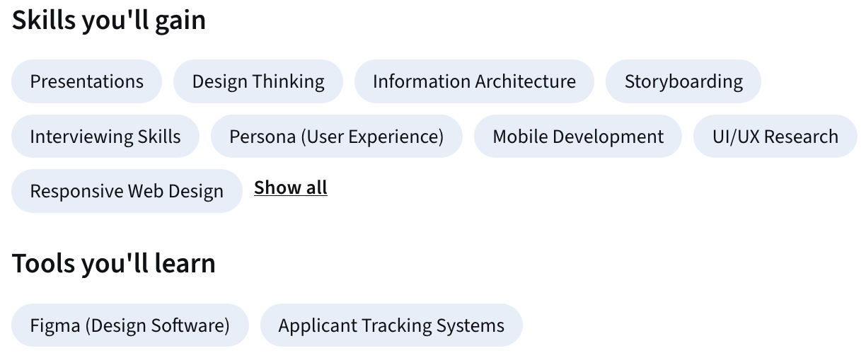 Skills and topics summary