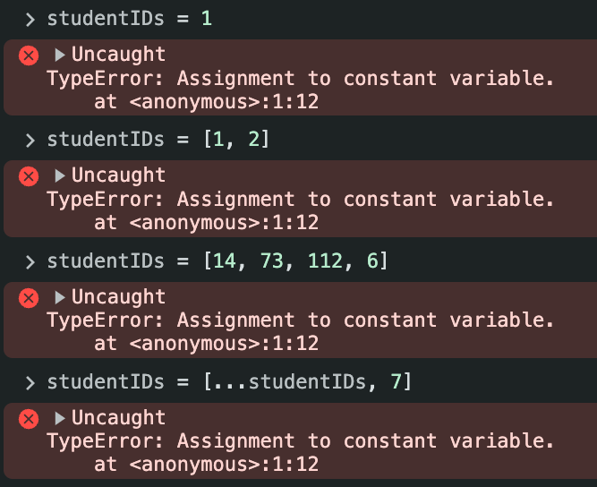 tentando atribuir outro valor a uma const