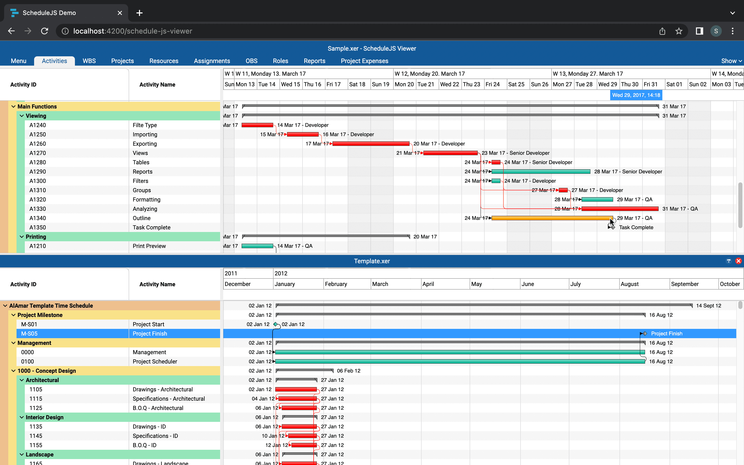 Schedule JS Gantt Charts