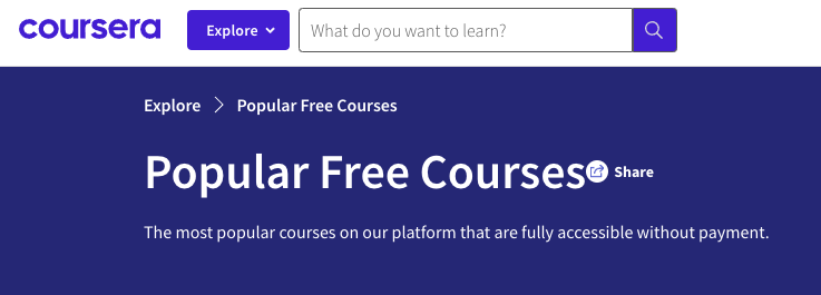 Free Coursera courses