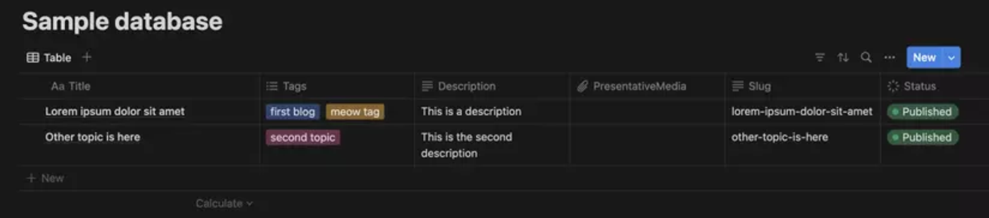 Create sample records