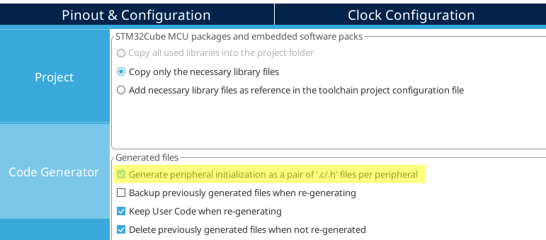 Configure peripheral initialization as a pair of '.c/.h' files