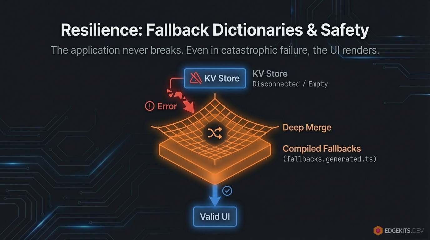 Deep merge fallback strategy ensuring valid UI even if KV store is disconnected