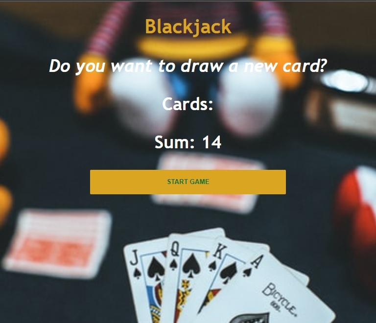 Blackjack game app learning javascript