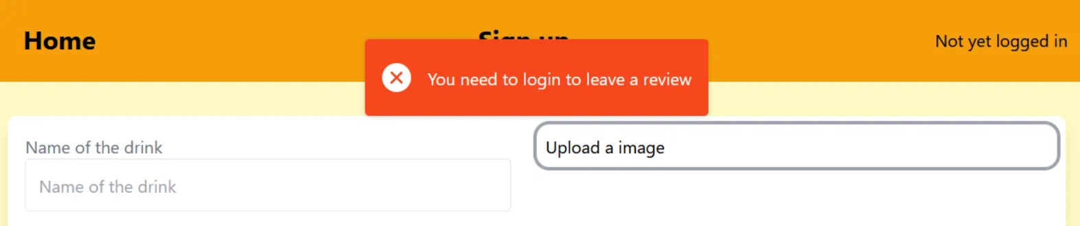 Screenshot of an error message