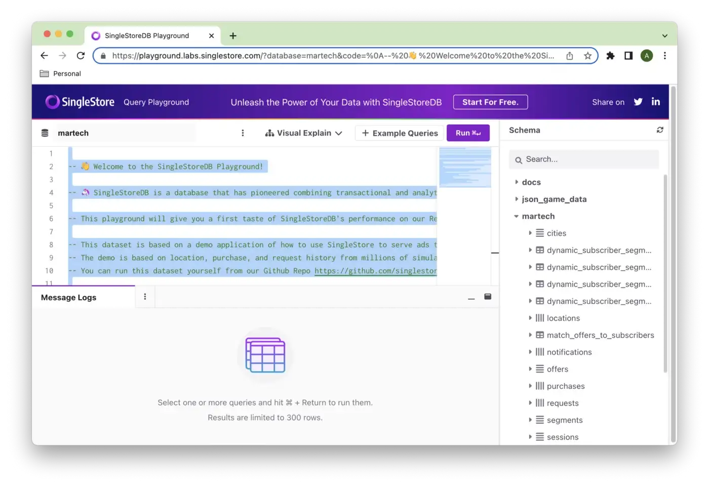 Figure 1. Playground Landing Page.