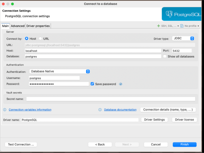 DBeaver connection page
