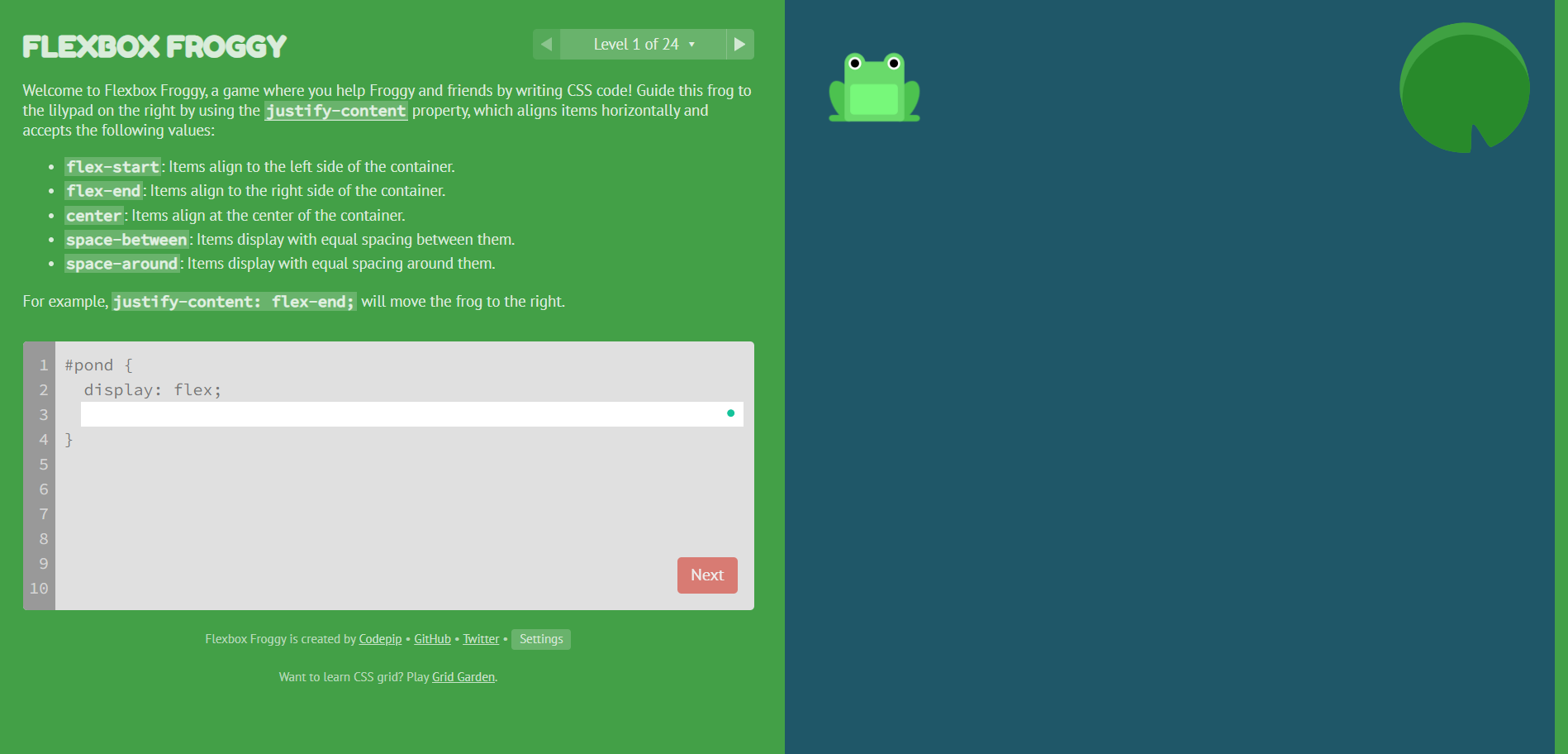 Flexbox Froggy game