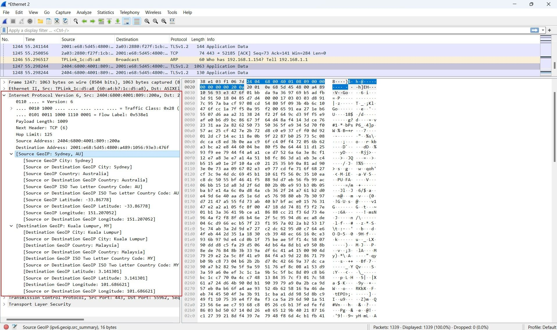 Inline geolocation data