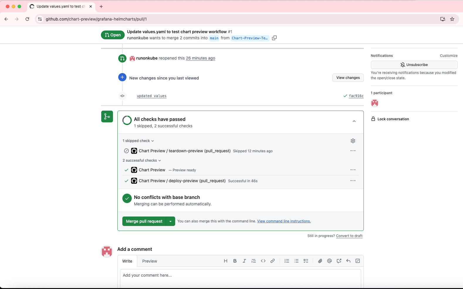 GitHub Actions checks screenshot 1