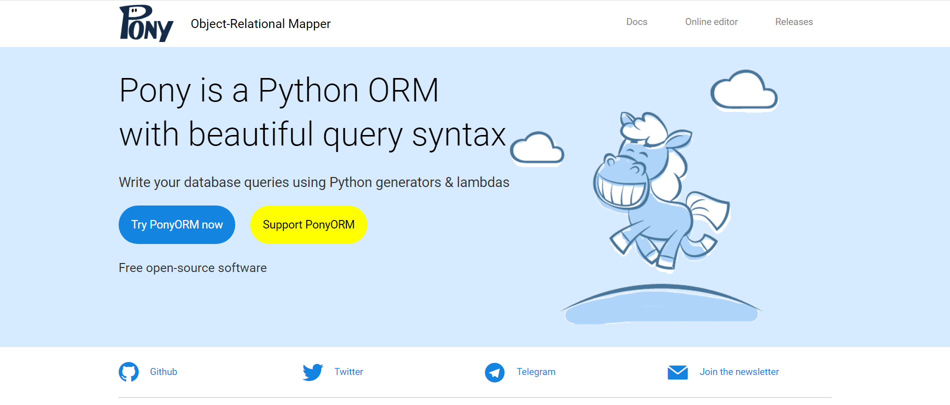 PonyORM website at https://ponyorm.org/