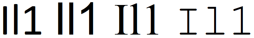 big i, small l, and the number 1 in the font: Calibri, Arial, Times New Roman, and Courier New