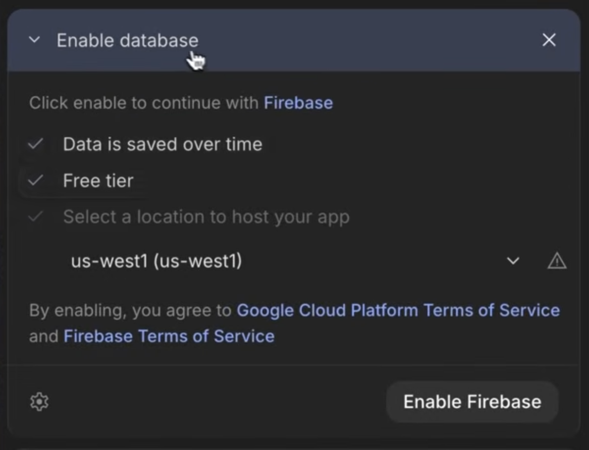 enable firesbase