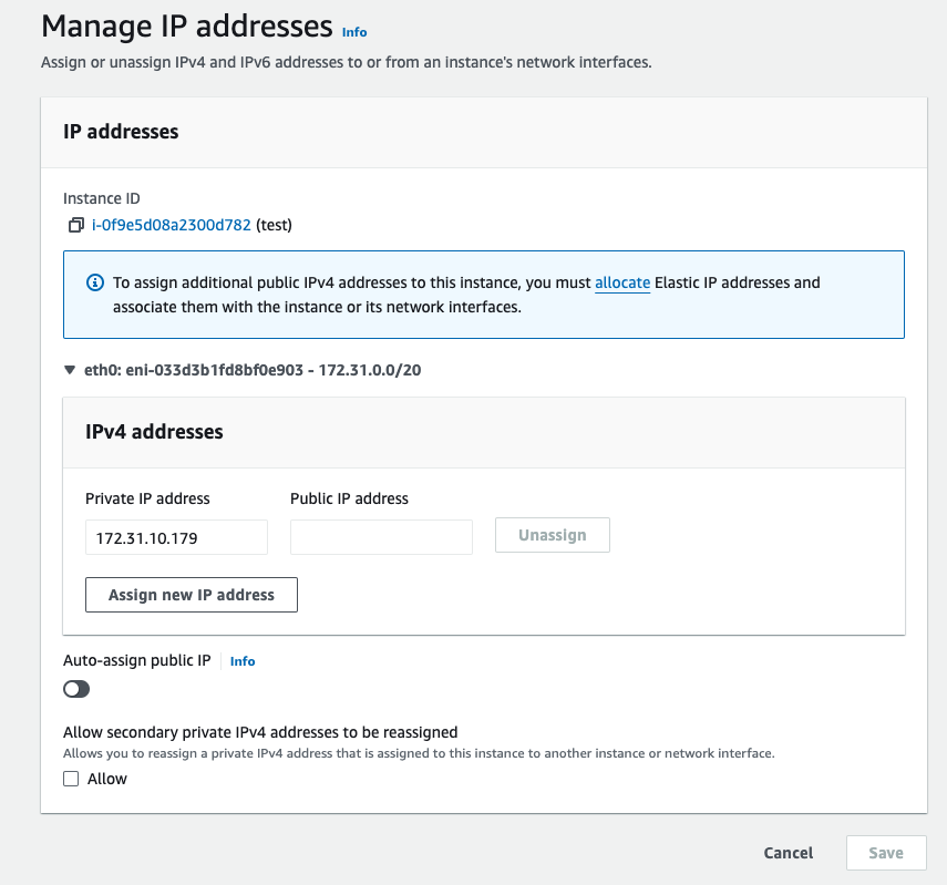 Auto-assign public IP disabled