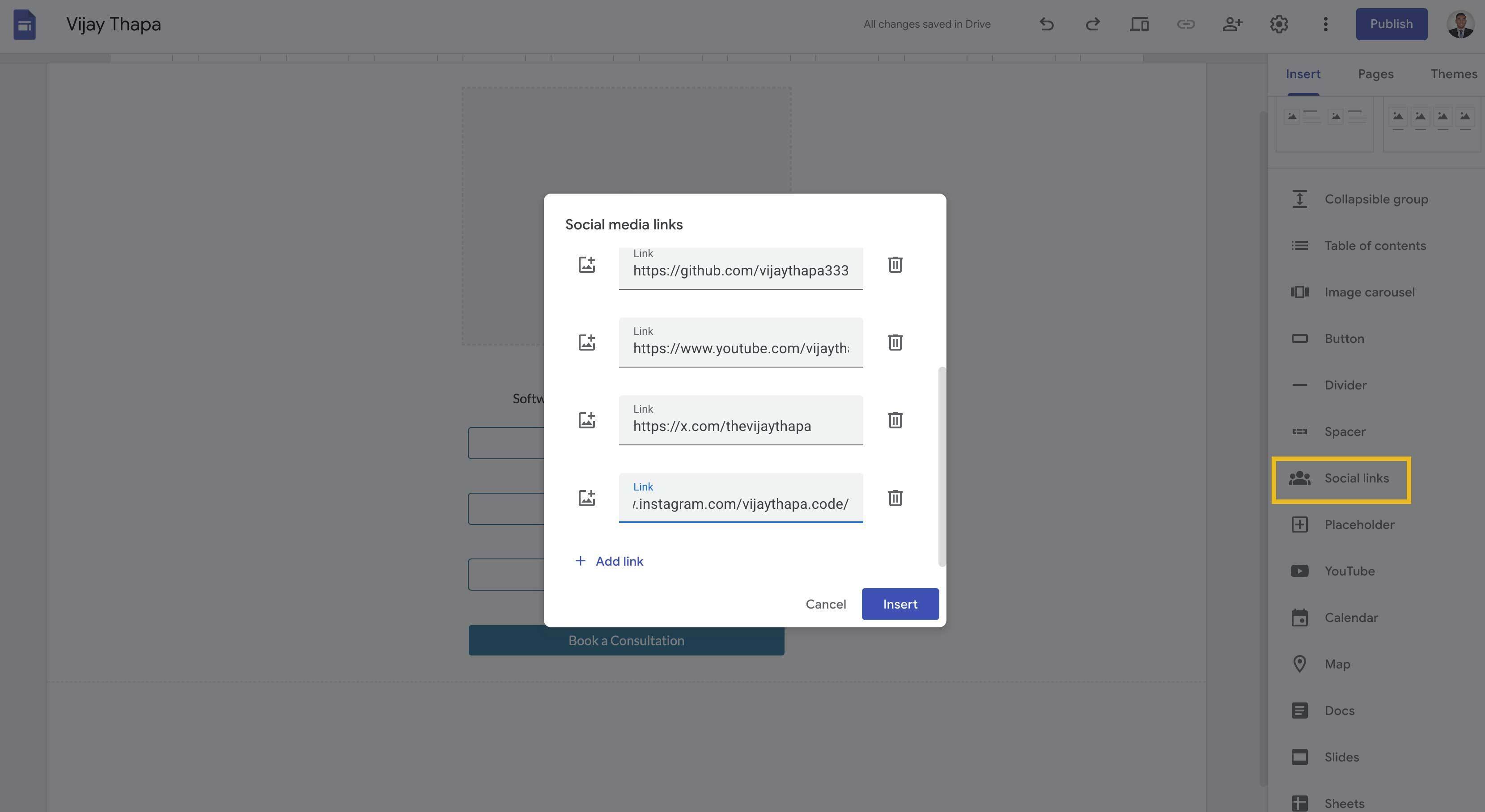 Adding Social Media Links in Design