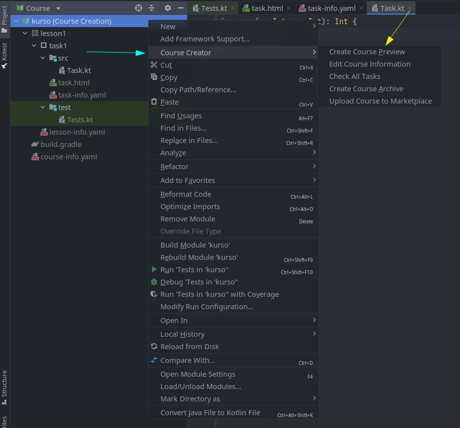botão create course preview