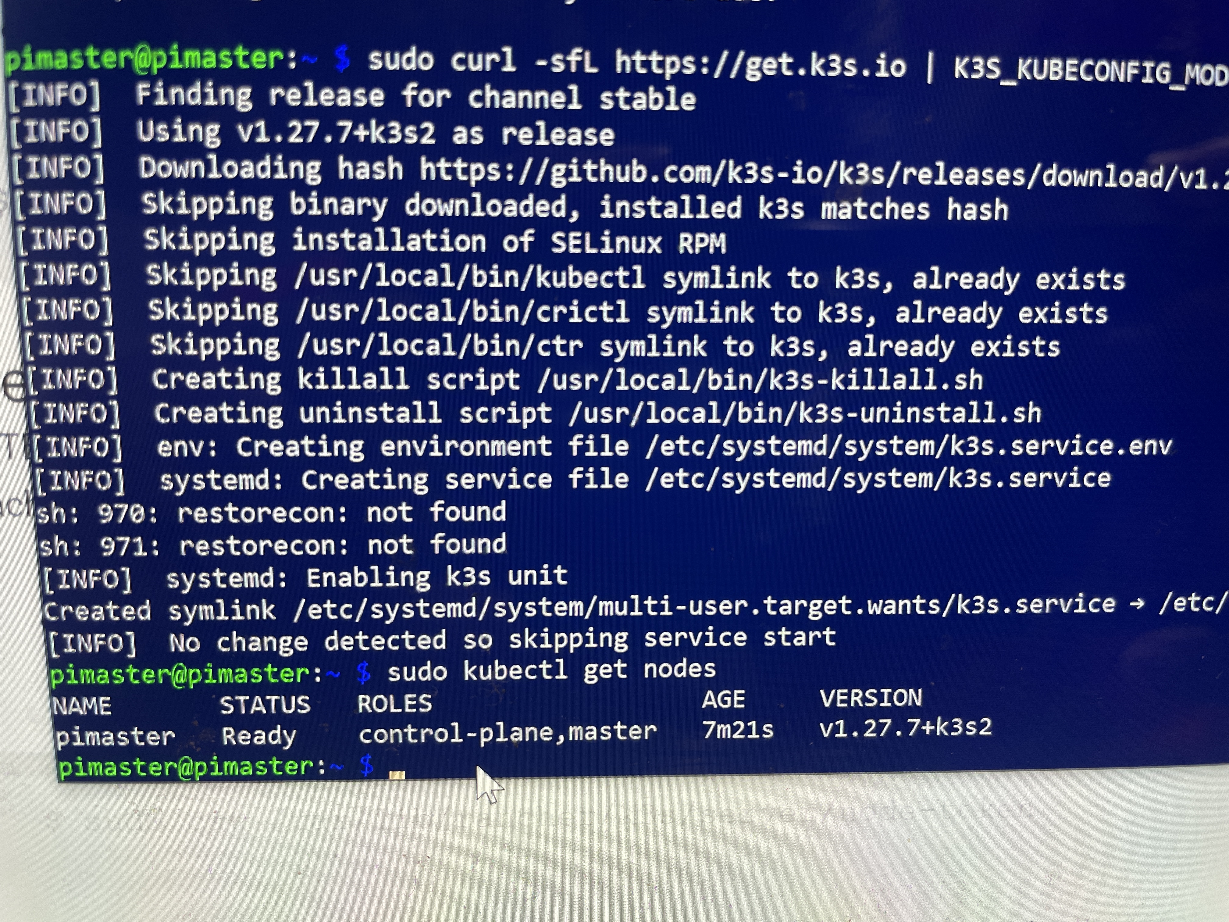 kubectl get nodes screenshot