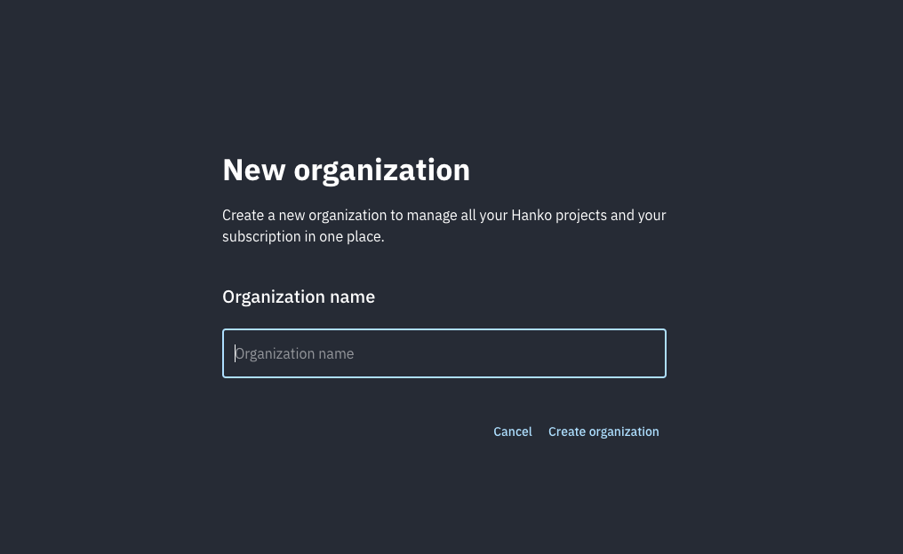 Create a Hanko Organization
