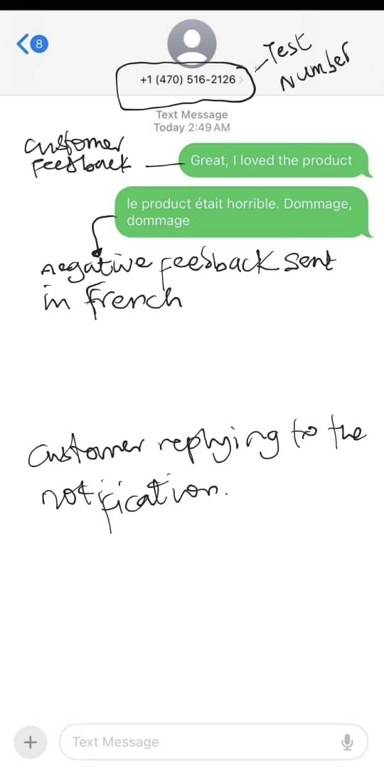 customer replies to the notification