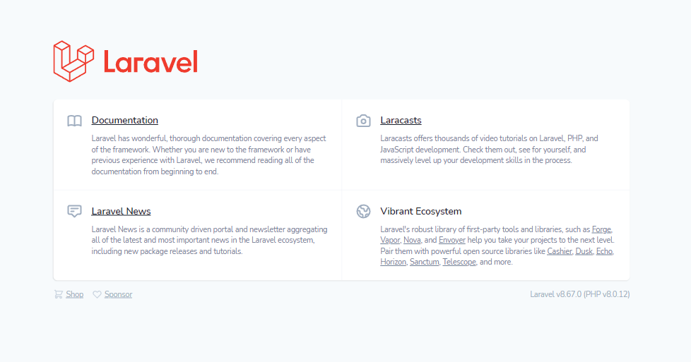 localhost shows a documents page for Laravel