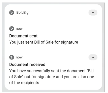 Push notifications from BoldSign mobile app