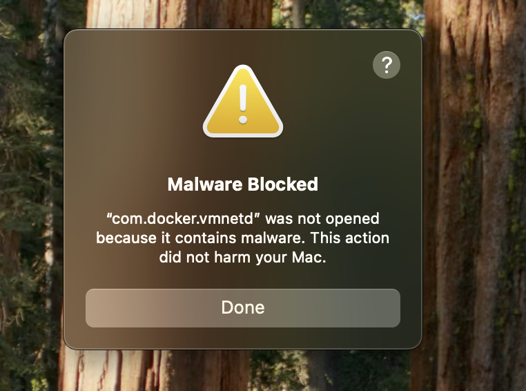 Docker Malware Warning on Mac