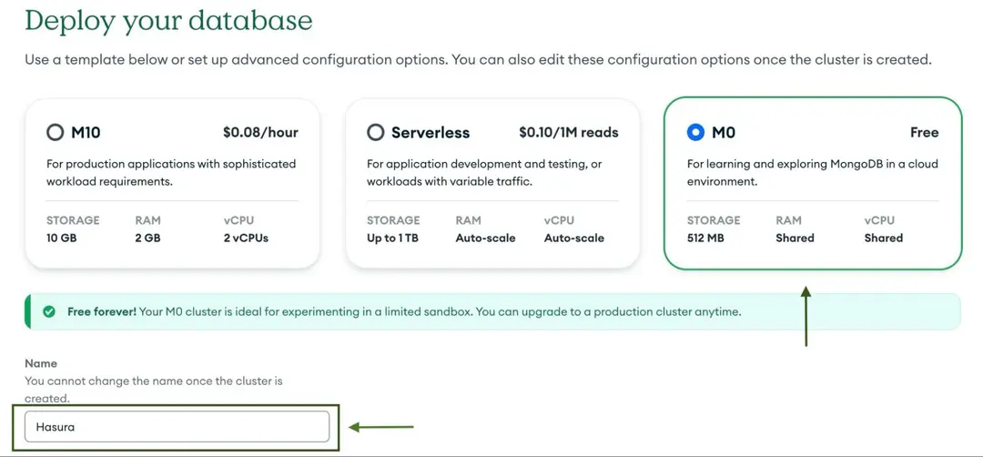 Deploy Mongo database