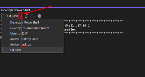 Opening the git bash