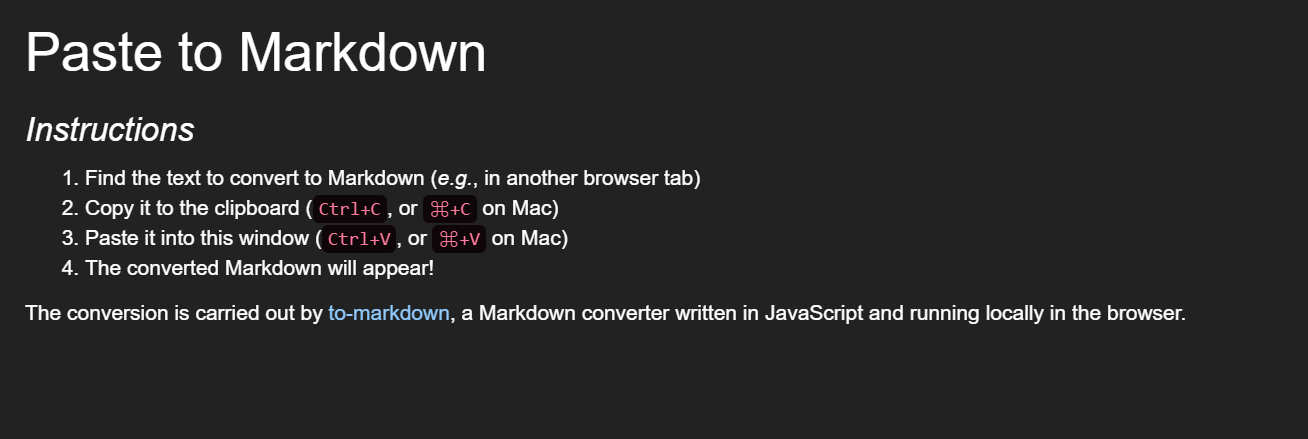 Paste to markdown