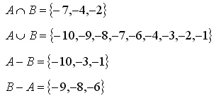 Answer of set operation problem 1