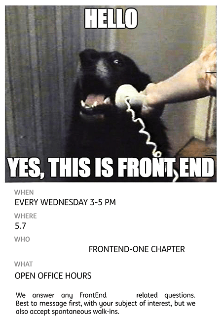 Frontend Open Office Hours Chapter meeting ad