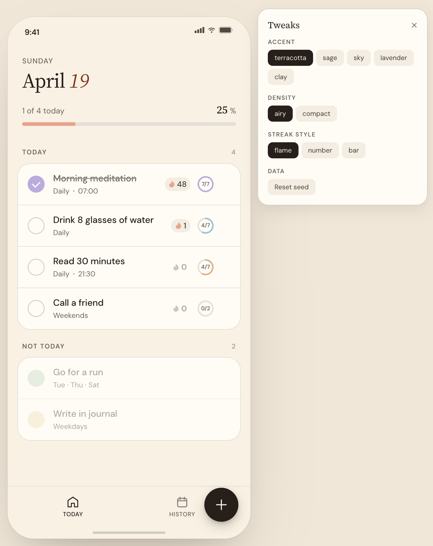 habit tracker - Claude Design from SHAPE input