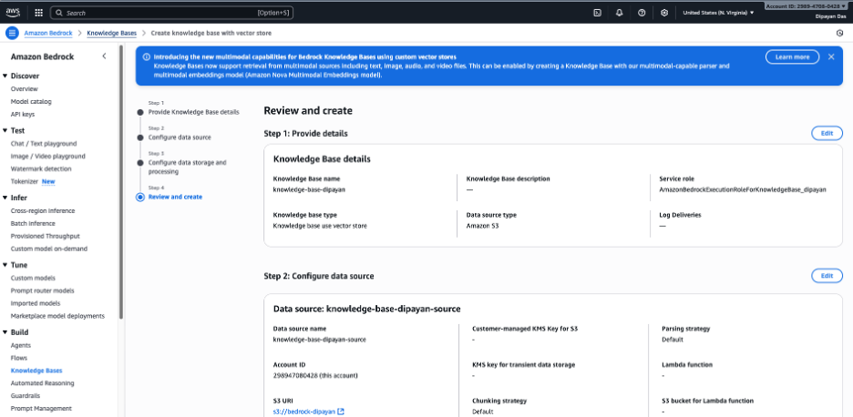 Review and Create Knowledge Base screenshot