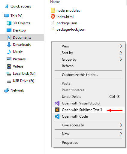 Open with Sublime Text 3 in Icon