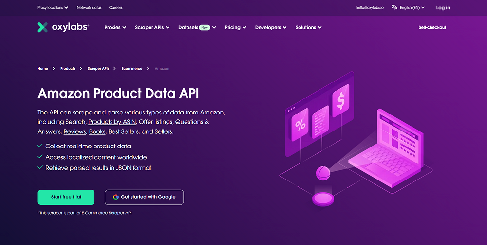 Oxylabs's Amazon Scraper API