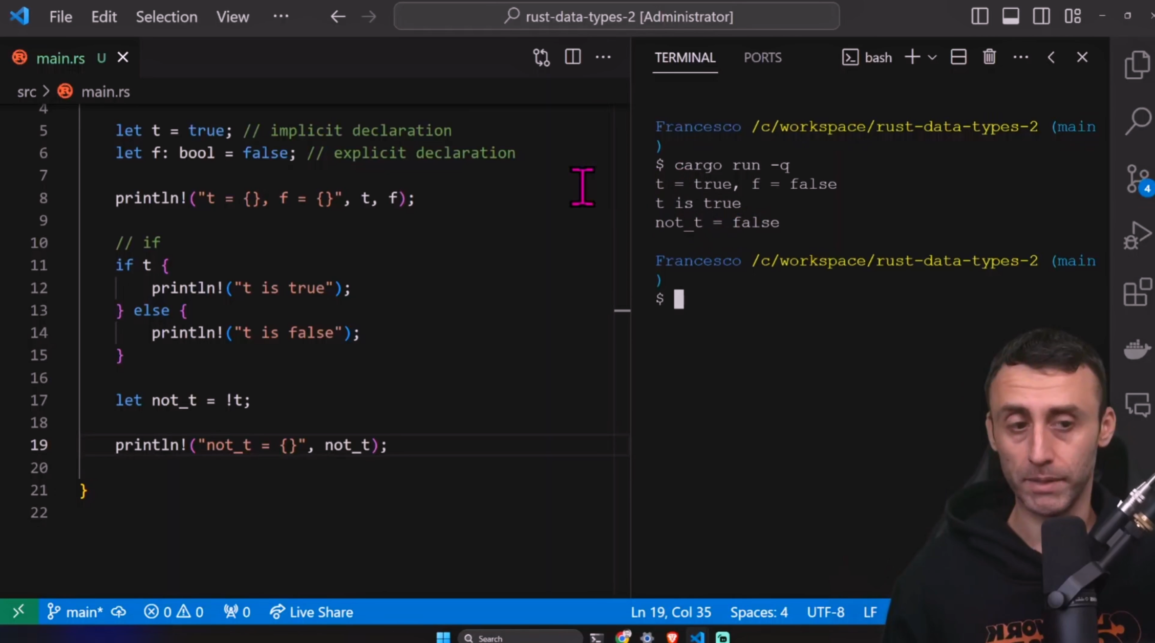 Data Types in Rust - Rust programming tutorial
