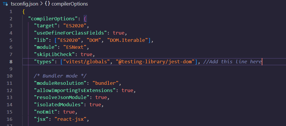 Add Vitest types to TypeScript Config