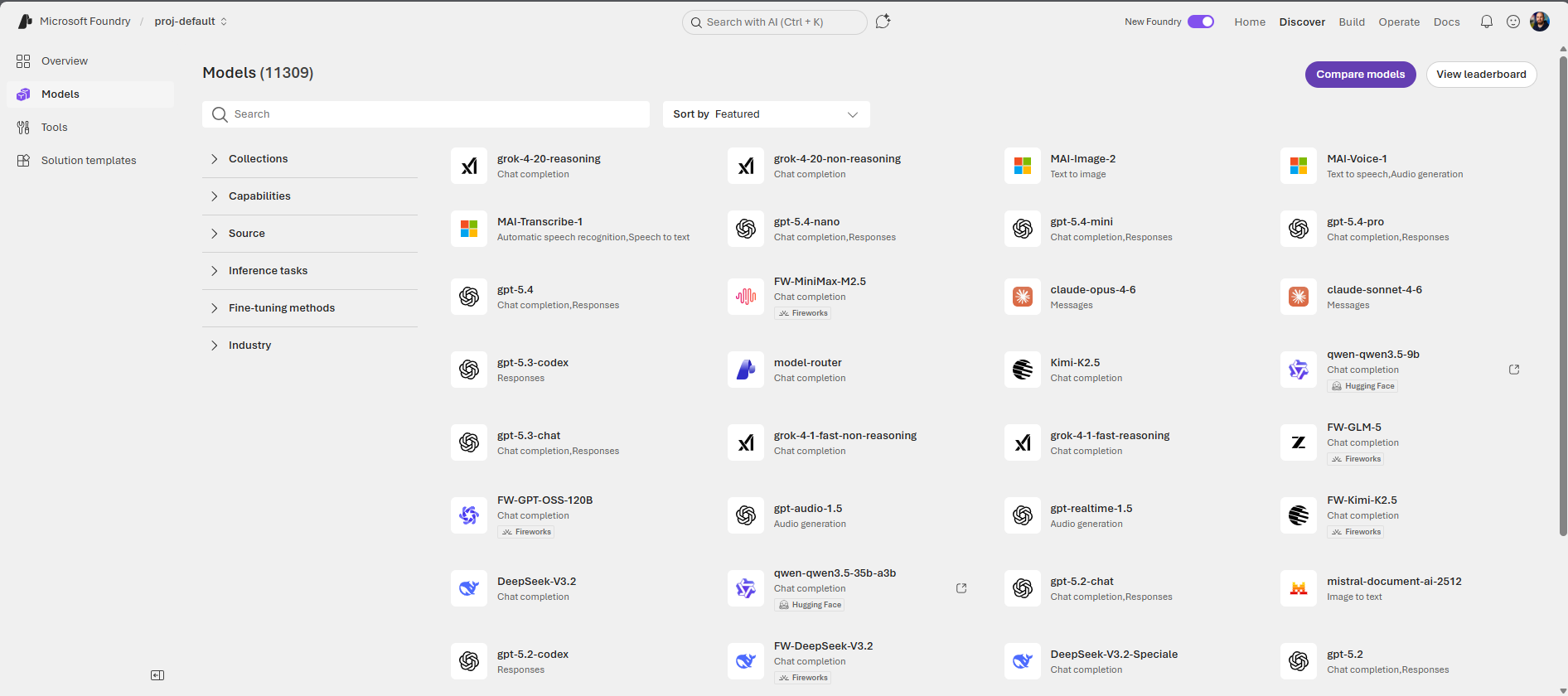 Azure Foundry AI Catalog