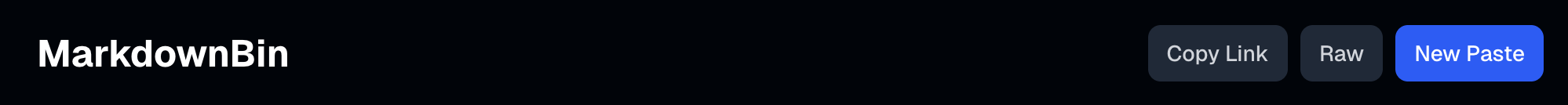 MdBin interface showing Copy Link and Raw buttons